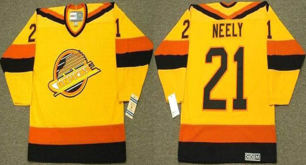 2019 Men Vancouver Canucks 21 Neely Yellow CCM NHL jerseys